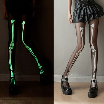 Dark Style Thigh Highs Halloween Costume Glow-in-the-dark Skeleton Women